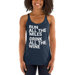 Run all the Miles, Drink all the Wine Women's Racerback Tank-Tanks-The Beer Mile-Vintage Navy-XS-The Beer Mile
