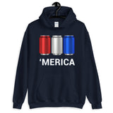 'Merica Red, White, and Blue Beer Cans Hooded Sweatshirt-Sweatshirts-The Beer Mile-Navy-S-The Beer Mile