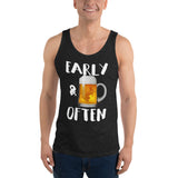 Early & Often Drinking Tank Top-Tanks-The Beer Mile-Charcoal-black Triblend-XS-The Beer Mile
