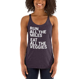 Run All The Miles Eat All The Veggies Women's Racerback Tank-Tanks-The Beer Mile-Vintage Purple-XS-The Beer Mile