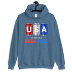 Team USA Beer Mile Cans Hooded Sweatshirt-Sweatshirts-The Beer Mile-Indigo Blue-S-The Beer Mile
