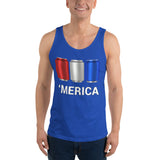 'Merica Red, White, and Blue Beer Cans Drinking Tank Top-Tanks-The Beer Mile-True Royal-XS-The Beer Mile