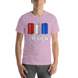 'Merica Red, White, and Blue Beer Cans Drinking Shirt-Shirts-The Beer Mile-Heather Prism Lilac-XS-The Beer Mile