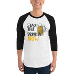 Stay True Drink a Brew - 3/4 sleeve raglan shirt-Shirts-The Beer Mile-White/Black-XS-The Beer Mile
