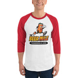 The Beer Mile 3/4 sleeve raglan shirt-Shirts-The Beer Mile-White/Red-XS-The Beer Mile