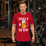 Early & Often Drinking Shirt-Shirts-The Beer Mile-Red-S-The Beer Mile