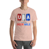 Team USA Beer Mile Cans T-Shirt-Shirts-The Beer Mile-Heather Prism Peach-XS-The Beer Mile