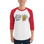 Time to Drink Beer - 3/4 sleeve raglan drinking shirt-Shirts-The Beer Mile-White/Red-XS-The Beer Mile