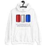 'Merica Red, White, and Blue Beer Cans Hooded Sweatshirt-Sweatshirts-The Beer Mile-White-S-The Beer Mile