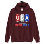 Team USA Beer Mile Cans Hooded Sweatshirt-Sweatshirts-The Beer Mile-Maroon-S-The Beer Mile