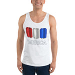 'Merica Red, White, and Blue Beer Cans Drinking Tank Top-Tanks-The Beer Mile-White-XS-The Beer Mile