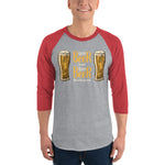 Two Beer or Not Two Beer - 3/4 sleeve raglan shirt-Shirts-The Beer Mile-Heather Grey/Heather Red-XS-The Beer Mile