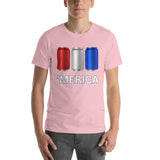 'Merica Red, White, and Blue Beer Cans Drinking Shirt-Shirts-The Beer Mile-Pink-S-The Beer Mile