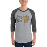Time to Drink Beer - 3/4 sleeve raglan drinking shirt-Shirts-The Beer Mile-Heather Grey/Heather Charcoal-S-The Beer Mile