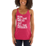 Run All The Miles Eat All The Veggies Women's Racerback Tank-Tanks-The Beer Mile-Vintage Shocking Pink-XS-The Beer Mile