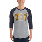 Two Beer or Not Two Beer - 3/4 sleeve raglan shirt-Shirts-The Beer Mile-Heather Grey/Navy-XS-The Beer Mile