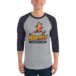 The Beer Mile 3/4 sleeve raglan shirt-Shirts-The Beer Mile-Heather Grey/Navy-XS-The Beer Mile