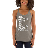 Run All The Miles Eat All The Peanut Butter Women's Racerback Tank-Tanks-The Beer Mile-Venetian Grey-XS-The Beer Mile