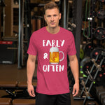 Early & Often Drinking Shirt-Shirts-The Beer Mile-Heather Raspberry-S-The Beer Mile