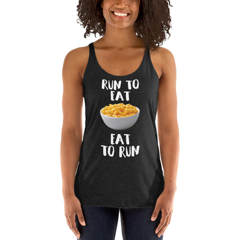 Run to Eat, Eat to Run - Women's Racerback Tank-Shirts-The Beer Mile-Vintage Black-XS-The Beer Mile