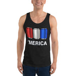 'Merica Red, White, and Blue Beer Cans Drinking Tank Top-Tanks-The Beer Mile-Black-XS-The Beer Mile