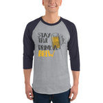 Stay True Drink a Brew - 3/4 sleeve raglan shirt-Shirts-The Beer Mile-Heather Grey/Navy-XS-The Beer Mile