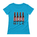 Beer Mile Bottles Ladies' Scoopneck T-Shirt-Shirts-The Beer Mile-Caribbean Blue-XS-The Beer Mile