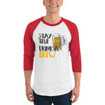 Stay True Drink a Brew - 3/4 sleeve raglan shirt-Shirts-The Beer Mile-White/Red-XS-The Beer Mile