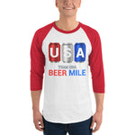 Team USA Beer Mile Cans - 3/4 sleeve raglan shirt-Shirts-The Beer Mile-White/Red-XS-The Beer Mile