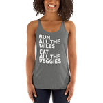 Run All The Miles Eat All The Veggies Women's Racerback Tank-Tanks-The Beer Mile-Premium Heather-XS-The Beer Mile
