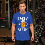 Early & Often Drinking Shirt-Shirts-The Beer Mile-Heather True Royal-S-The Beer Mile