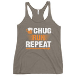 Chug Run Repeat Women's Racerback Tank-Tanks-The Beer Mile-Venetian Grey-XS-The Beer Mile