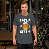 Early & Often Drinking Shirt-Shirts-The Beer Mile-Asphalt-S-The Beer Mile