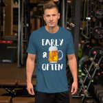 Early & Often Drinking Shirt-Shirts-The Beer Mile-Heather Deep Teal-S-The Beer Mile