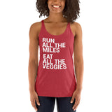 Run All The Miles Eat All The Veggies Women's Racerback Tank-Tanks-The Beer Mile-Vintage Red-XS-The Beer Mile