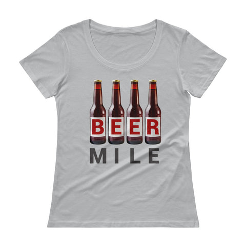 Beer Mile Bottles Ladies' Scoopneck T-Shirt-Shirts-The Beer Mile-Silver-XS-The Beer Mile