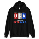 Team USA Beer Mile Cans Hooded Sweatshirt-Sweatshirts-The Beer Mile-Black-S-The Beer Mile