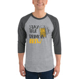 Stay True Drink a Brew - 3/4 sleeve raglan shirt-Shirts-The Beer Mile-Heather Grey/Heather Charcoal-S-The Beer Mile