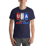Team USA Beer Mile Cans T-Shirt-Shirts-The Beer Mile-Heather Midnight Navy-XS-The Beer Mile