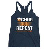 Chug Run Repeat Women's Racerback Tank-Tanks-The Beer Mile-Vintage Navy-XS-The Beer Mile