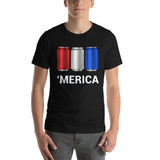 'Merica Red, White, and Blue Beer Cans Drinking Shirt-Shirts-The Beer Mile-Black-XS-The Beer Mile