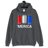 'Merica Red, White, and Blue Beer Cans Hooded Sweatshirt-Sweatshirts-The Beer Mile-Dark Heather-S-The Beer Mile