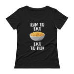 Run to Eat, Eat to Run Ladies' Scoopneck T-Shirt-Shirts-The Beer Mile-Black-XS-The Beer Mile