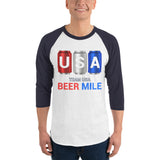 Team USA Beer Mile Cans - 3/4 sleeve raglan shirt-Shirts-The Beer Mile-White/Navy-XS-The Beer Mile