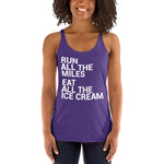 Run All The Miles Eat All The Ice Cream Women's Racerback Tank-Tanks-The Beer Mile-Purple Rush-XS-The Beer Mile