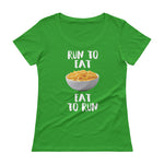 Run to Eat, Eat to Run Ladies' Scoopneck T-Shirt-Shirts-The Beer Mile-Green Apple-XS-The Beer Mile