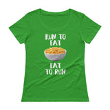 Run to Eat, Eat to Run Ladies' Scoopneck T-Shirt-Shirts-The Beer Mile-Green Apple-XS-The Beer Mile