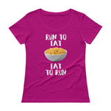 Run to Eat, Eat to Run Ladies' Scoopneck T-Shirt-Shirts-The Beer Mile-Raspberry-XS-The Beer Mile