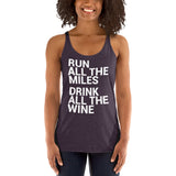 Run all the Miles, Drink all the Wine Women's Racerback Tank-Tanks-The Beer Mile-Vintage Purple-XS-The Beer Mile