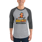 The Beer Mile 3/4 sleeve raglan shirt-Shirts-The Beer Mile-Heather Grey/Heather Charcoal-S-The Beer Mile